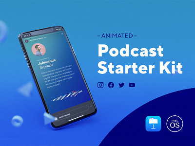Podcast Starter Kit audio blender facebook instagram motion podcasts posts social media stories templates twitter youtube