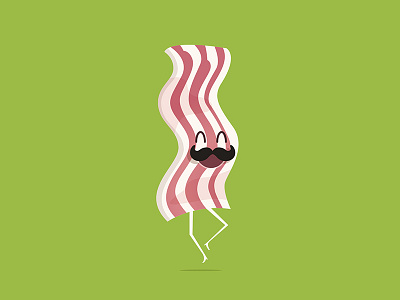Dancing Bacon bacon cartoon character dancing davidwehmeyer funny illustration oneyearofdesign