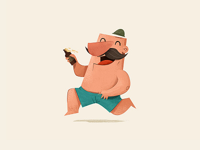 Vacationer beach beer cartoon character guy illustration summer vacationer