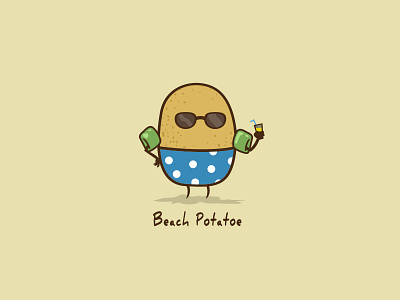 Beach Potatoe beach cartoon character drink funny pool potatoe sunglasses vector