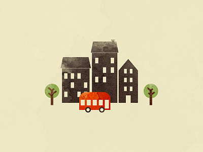 City Bus bus city grunge houses minimal trees