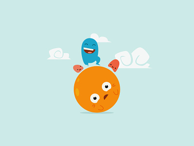Having Fun ball character cute game illustration monsters rolling vector