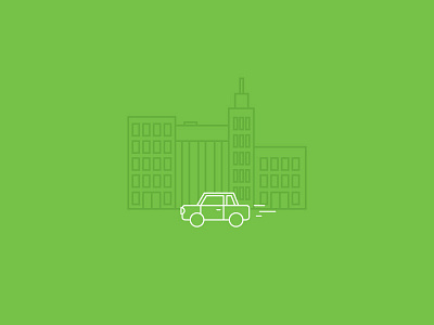 Driving buildings car city driving icons illustration ios7 minimal vector