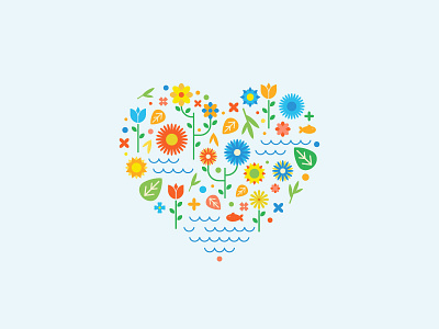 Flowers flat flowers heart illustration love rose vector