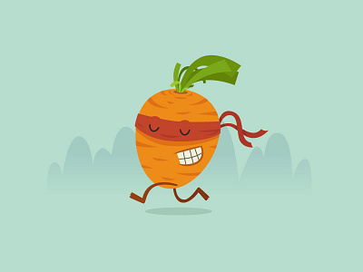 Ninja Carrot carrot cartoon character funny illustration ninja running vector vegetable