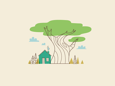 Tree cabin house illustration nature pines tree trees vector wood