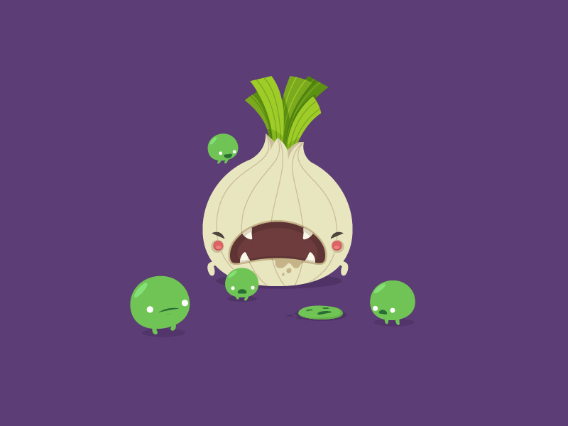 The Onion onion peas vegetables monsters characters funny cartoon vector cute illustrations oneyearofdesign