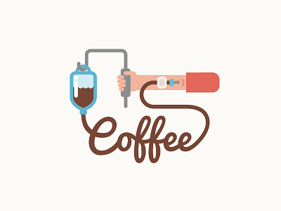 Coffee addiction caffein coffee hand hospital illustration infusion needle vector