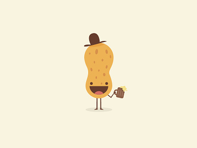 Peanut beer cartoon character drink drinking funny hat peanut vector