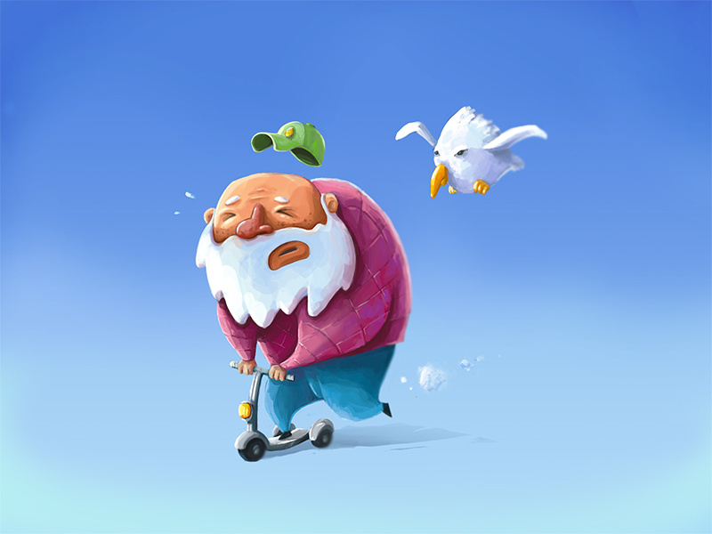 Old Man sketch art concept painting character cartoon bird man funny oneyearofdesign