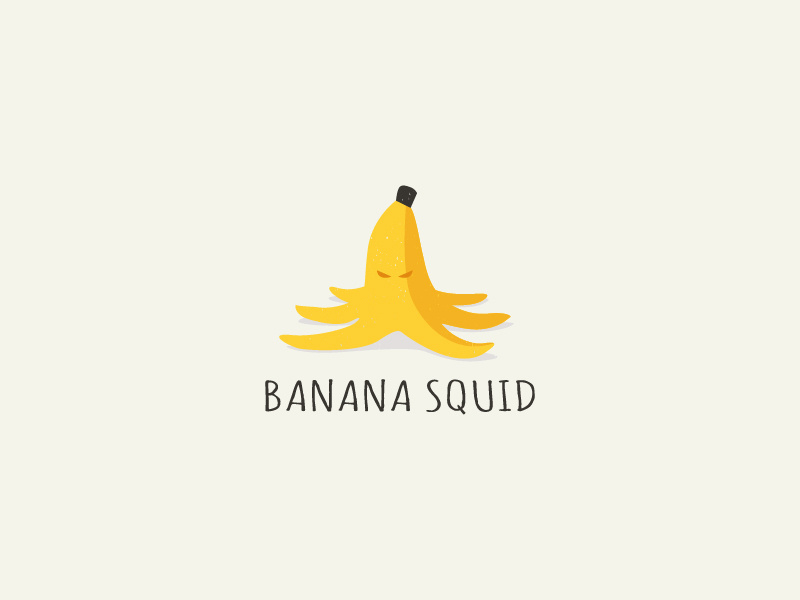 Banana Squid squid banana octopus fruit logo yellow vector animal