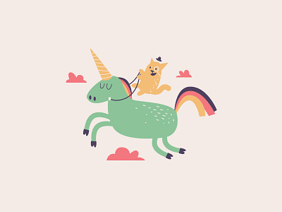 Unicorn animals cat epic horse illustration kids rainbows sky unicorn vector