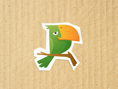 Green Bird animal bird cardboard collage paper textures
