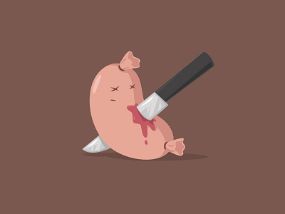 Harakiri Wurst cartoon dead death funny illustration knife sausage vector wurst