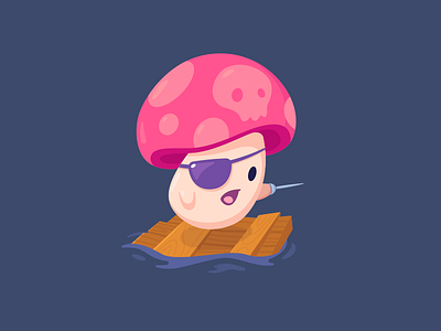 Mushroom Pirate champignon cute deewehmeyer fighting illustrator kawaii mushroom pirate raft vector