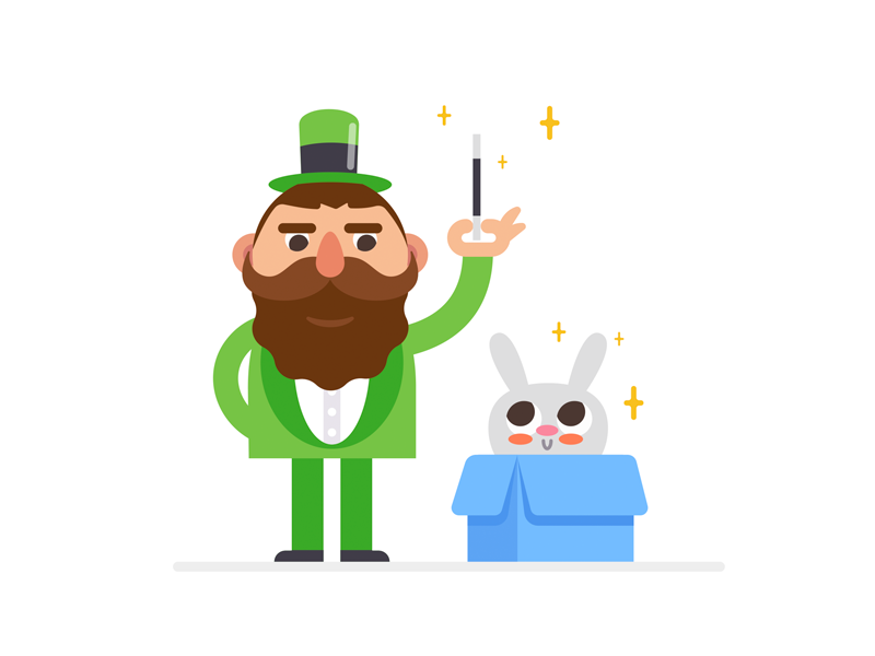 Magician flat simple cute illustrator magic rabbit vector magician