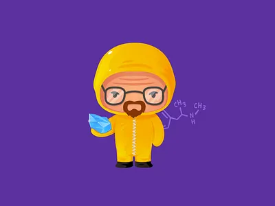 Heisenberg breakingbad character crystal cute funny heisenberg illustrator kawaii lab meth science vector vectorart walterwhite