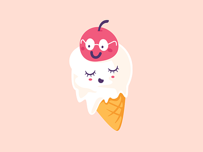 Ice Cream characters cherryontop cute deewehmeyer hot icecream illustrator kawaii summer vector