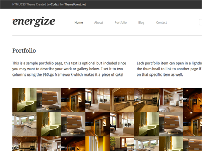 Energize Portfolio Grid clean gallery portfolio web design