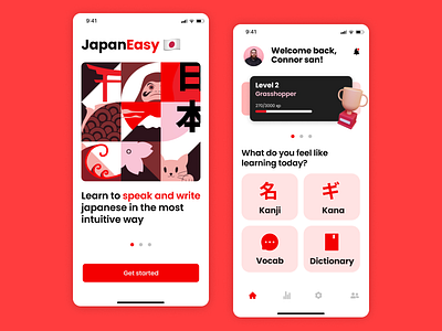 JapanEasy - Japanese Learning App concept