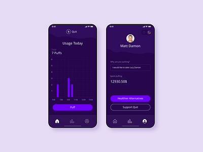 An App for Quitting Smoking / Night Mode product design ui ui ux ui design ux ux design