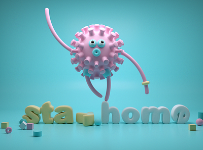 Stay Home Folks! 2d 3d branding c4d character cinema4d coronavirus design dribbble illustration stay home