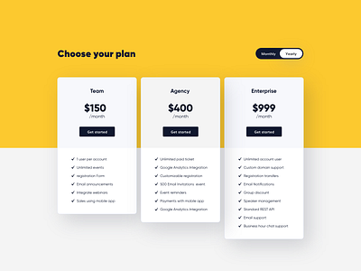 Pricing Plan UI Design