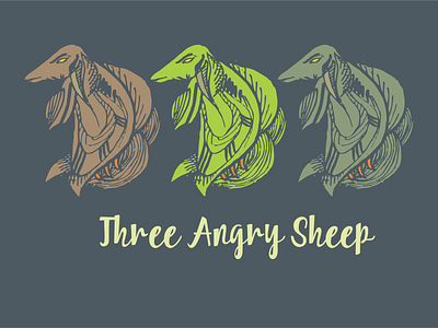 Three Angry Sheep branding illustration vector