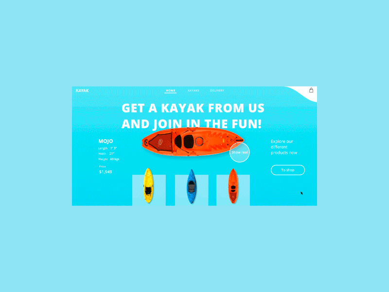 The Kayak Store - main page animation animation after effects design ui