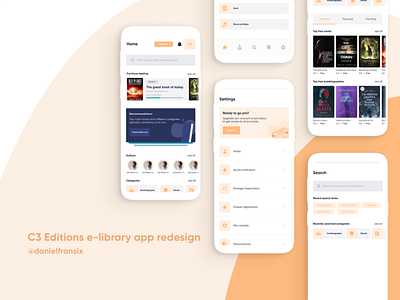 C3 Editions library bookstore app ui/ux redesign