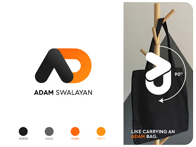 Adam's Logotype a ad black branding d design gradient logo orange type typography vector