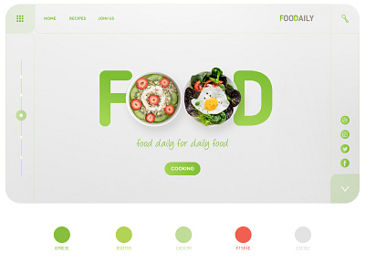 FOODAILY branding cooking design egg food food app gradient graphic design green healty illustration kitchen logo recipes typography ui vegetable