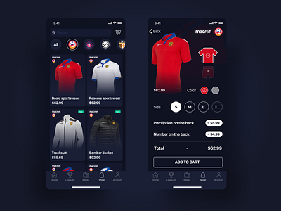 Football application concept - Shop page app armenia branding design football icon shop ui ux vector