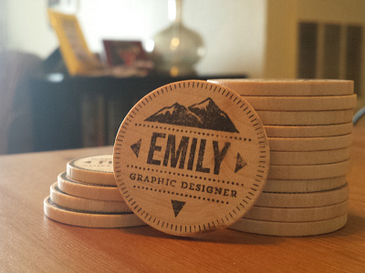 Business "Card" diy lockup mountains nickel stamp wood wooden nickel