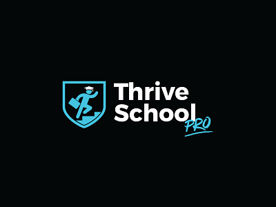 Thrive School Pro logo black blue clean education education logo logo modern modern logo montserrat online business online school pro school school logo thrive virtual