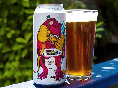 Beer Can Design: Dinosaur Connoisseur beer beer can brewery can can design dino dinosaur illustration monday night t-rex trex tyrannosaurus