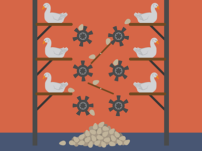 #12DaysIllustrate Day 6 12 days of christmas 12daysillustrate christmas eggs flat geese illustration rube goldberg