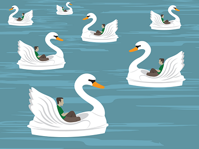 #12DaysIllustrate Day 7 12 days of christmas 12daysillustrate boat paddle boat swans