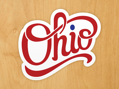 Ohio Sticker buckeye cleveland columbus custom type lettering lovethystate o h i o ohio ohio state red script state pride