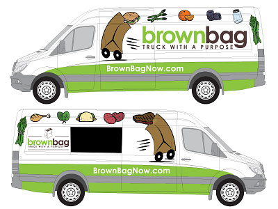 Illustrations that never were brown bag catering food truck healthy illustration mockup potatoes steak taco truck van whole foods