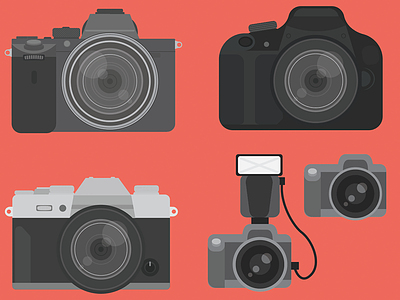 Illustrated Cameras camera canon dslr emoji fujifilm illustration illustrator lens nikon shutter vector