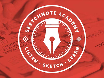 Sketchnote Academy Logo badge circle design drawing graphic recording illustration ink pen logo pen sketchnote sketchnotes visual notes
