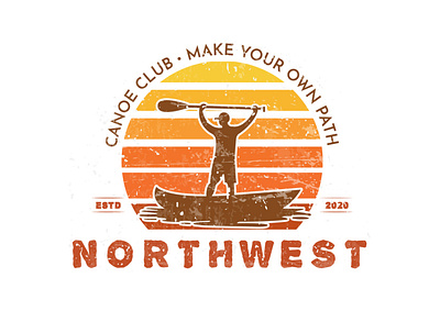 Vintage badge logo design for Northwest Canoe club. brand identity branding brochure design design graphic design icon logo print typography vector