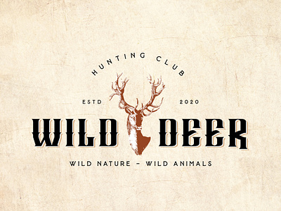 Vintage logo design for Hunting Club called "Wild Deer".