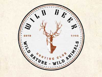 Vintage logo design for Hunting Club called "Wild Deer".