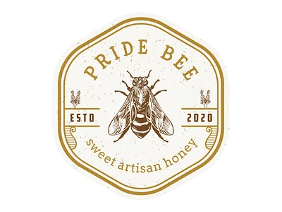 Logo design for Pride Bee - Honey Crafted brand designer brand identity graphic design graphic designer honey honey logo honeybee logo logo designer vector