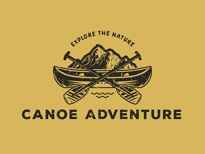 Canoe Adventure. A vintage illustration for rafting adventure adventure logo branddesign camping camping logo canoe logo logodesigner nature nature logo rafting