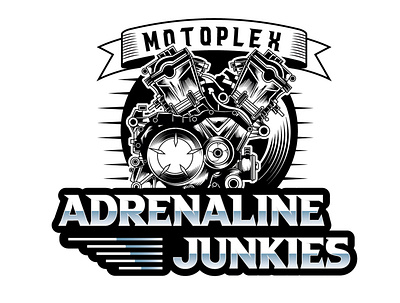 Adrenaline Junkies Motoplex brand identity branddesigner branding graphic design illustration logo designer logodesigner motor motorbike motorcycle motorcycle club motorcycle logo motorcycles motorsport