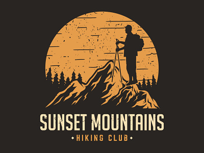 Sunset Mountains. An illustration for hiking club adventure adventure logo adventure time adventurer graphic design graphicdesigner hiking illustration logo designer mountain mountain logo mountains outdoor outdoor logo outdoors sunset sunset logo