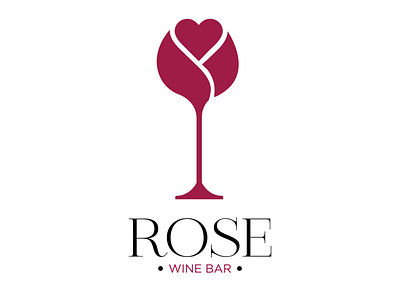 Rose wine bar logo concept.